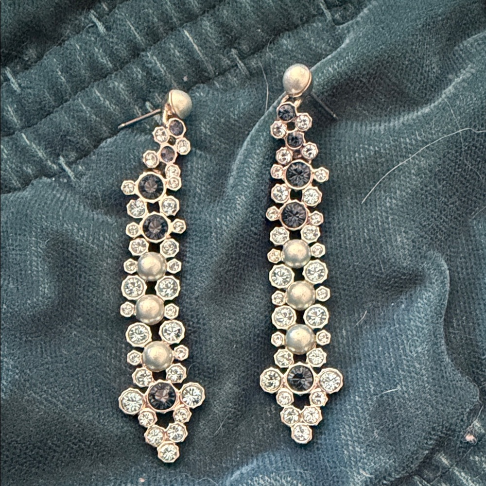Givenchy Elegant Silver Crystal Drop Earrings - image 1
